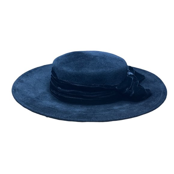 Vintage 90s Plaza Suite By Betmar Women's Black Velvet Ribbon Pretty‎ Woman Hat - Picture 3 of 6